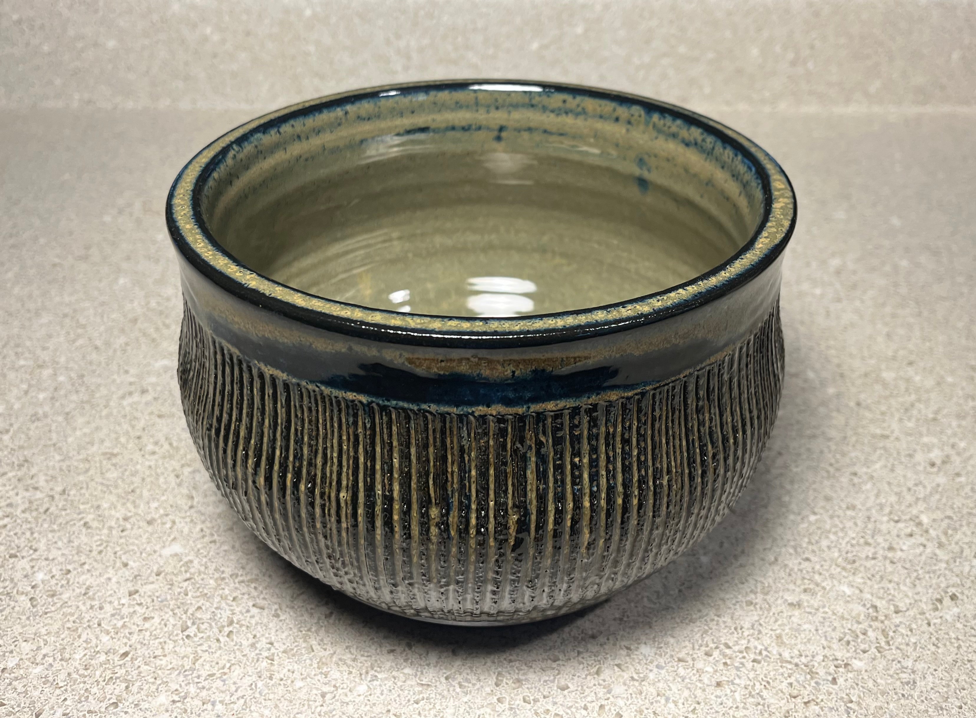 Stoneware Crock, Striped Black