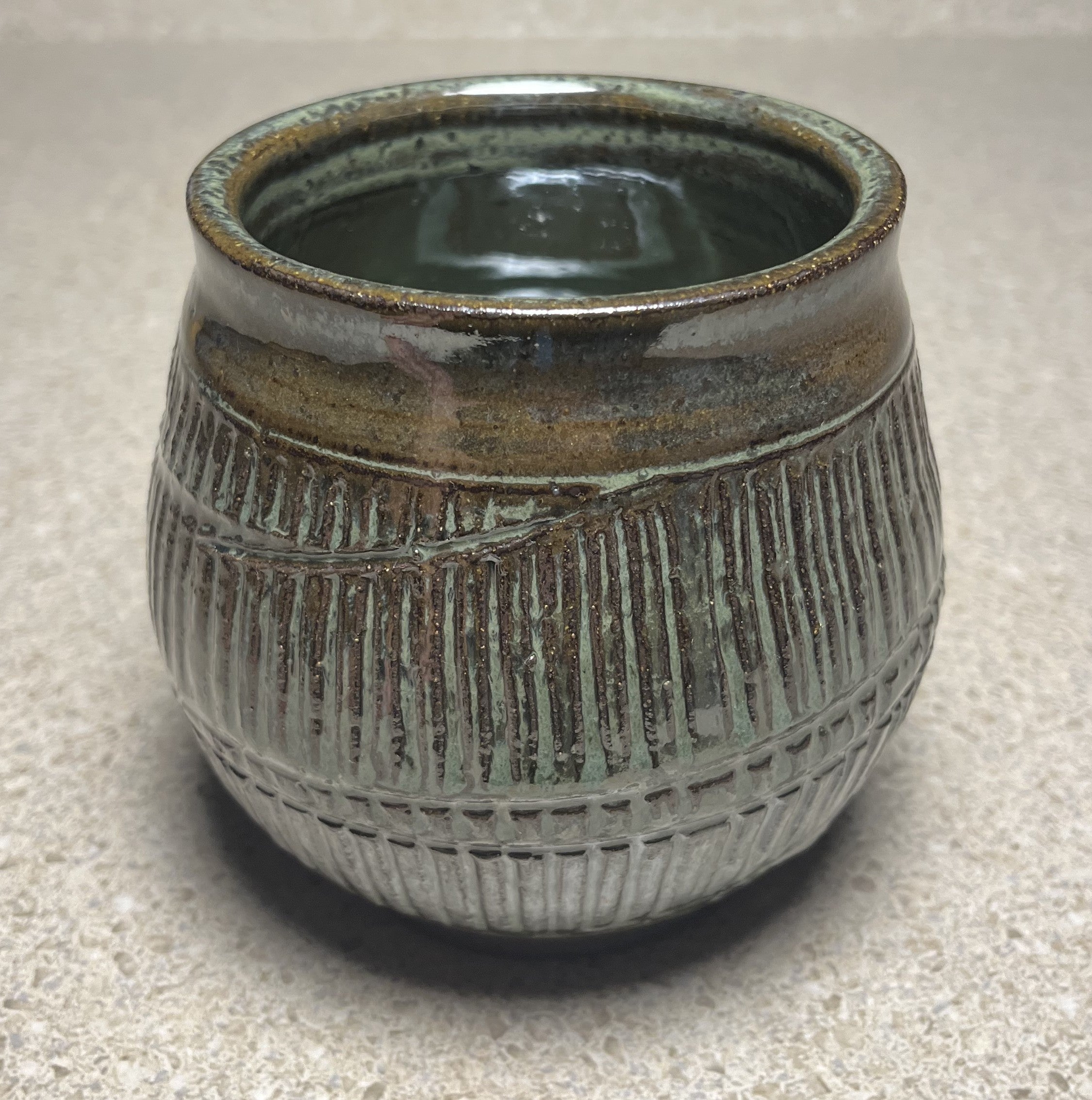 Stoneware Pot, Fluted Texture